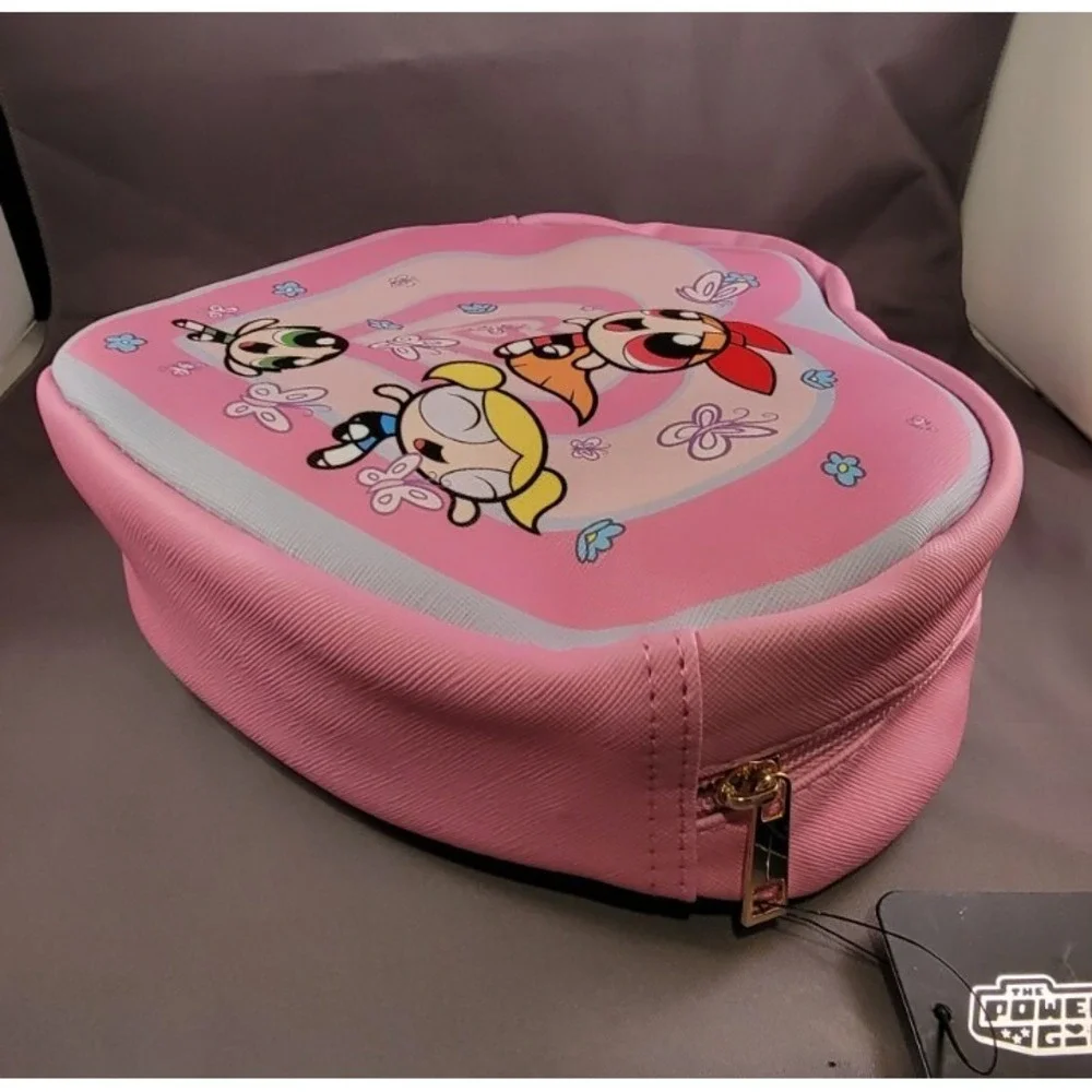 Powerpuff Girls Heart Shape Zipper‎ Bag Blossom Bubbles Buttercup Lunch Makeup